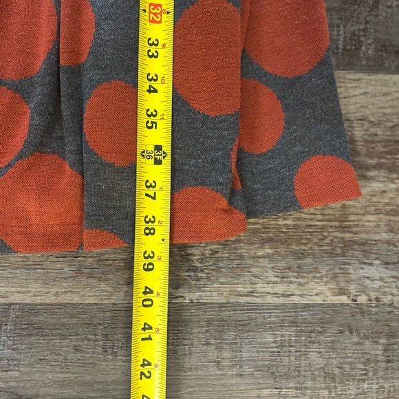 Maggy London Sleeveless Polka Dot Orange and Gray Midi Dress - Picture 14 of 14